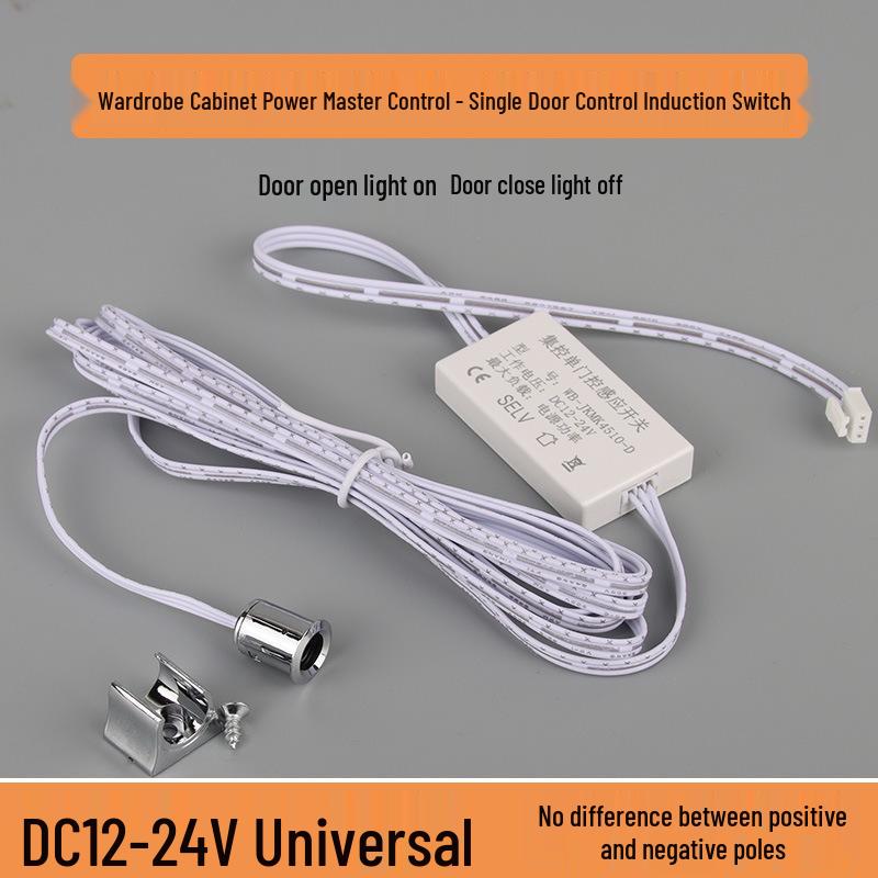 LED Strip Light with Induction Control for Wine Cabinets and Wardrobes, DuPont Interface, 12V Transformer Included