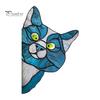 Sunlight Catching Cat Sticker Stained Glass Window Cling, Vintage Colorful Kitty Decal, Removable Static Decor for Door Wall Car, UV-Resistant