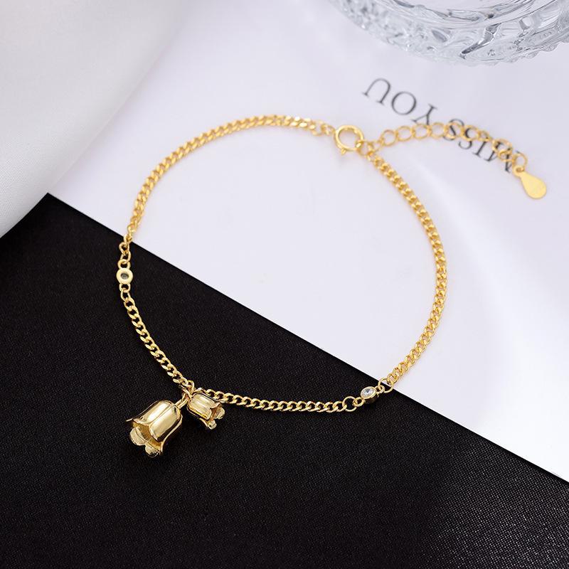 Lily of the Valley S925 Silver Zircon Bracelet for Women - Versatile & Artistic Design