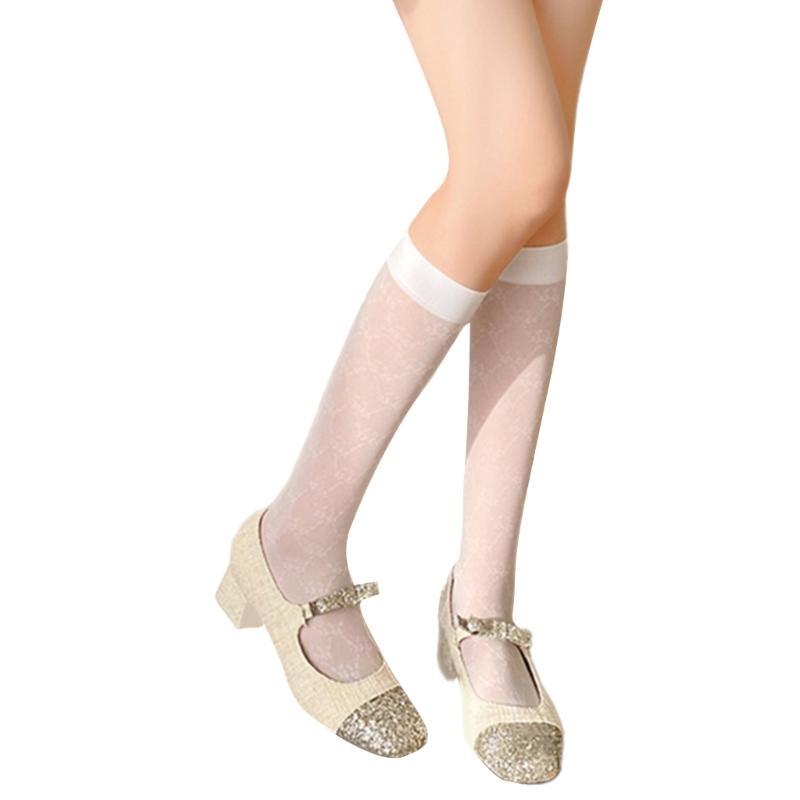 Womens Girls Sheer Knee High Socks Summer Spring Knee High Stockings Nylons Silk Stockings Sweet Cute Calf Socks Gifts
