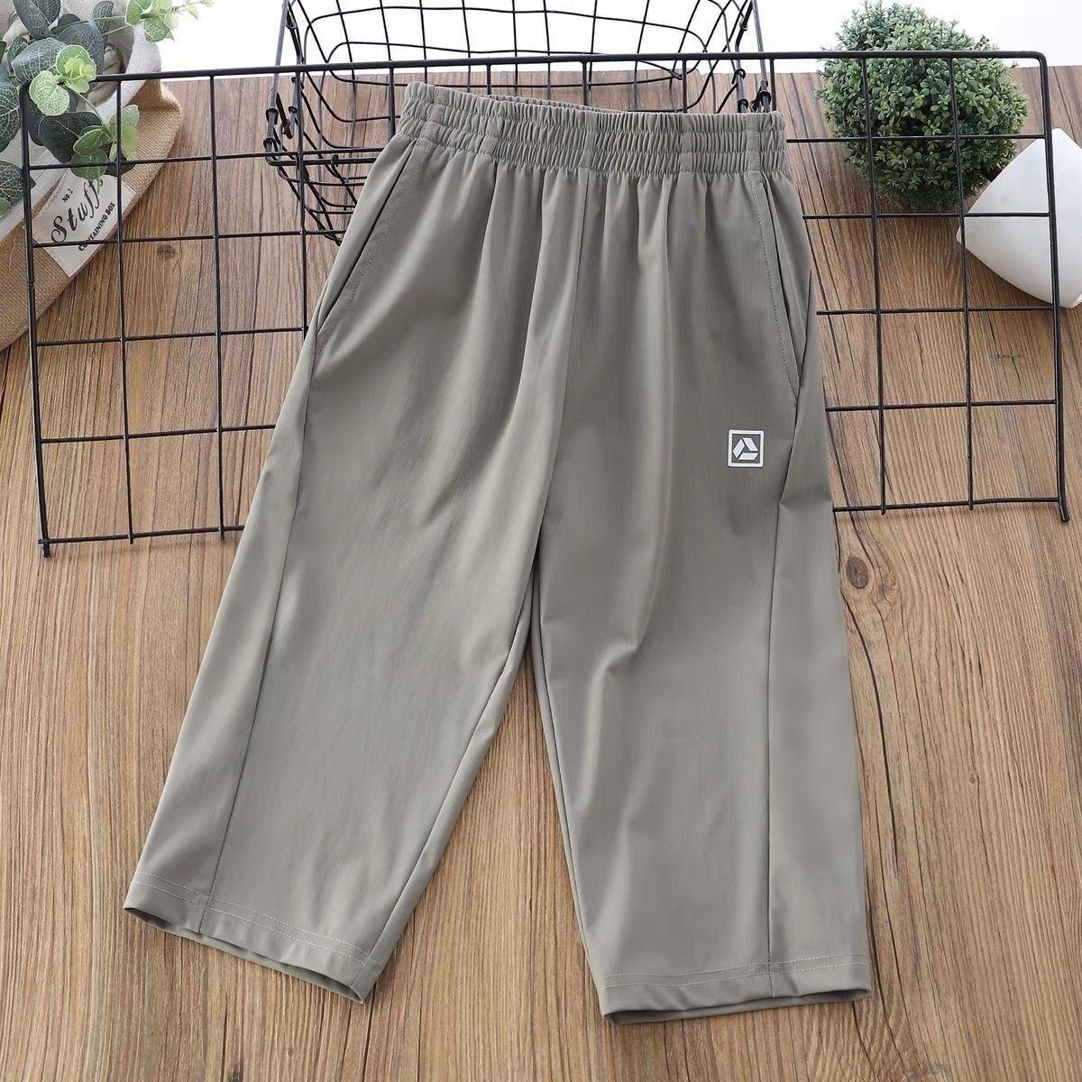 

Мальчиковые быстросохнущие укороченные брюки Летний новый стиль Детские тонкие спортивные шорты 170 хаки