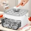 Compact Double Layer Ice Cube Tray with Lid and Bin, Pull-Out Ice Drawer with Portable Handle, Kitchen Accessories, Gadgets