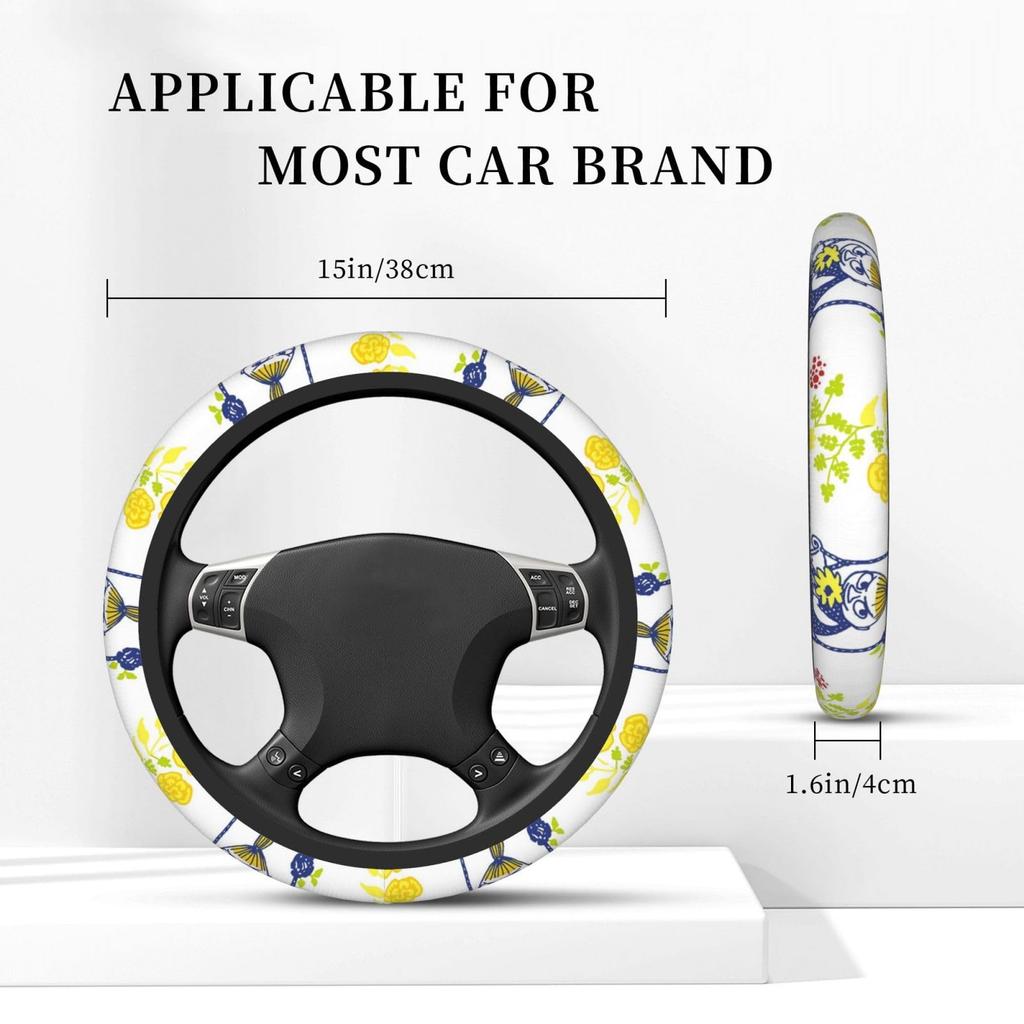 Moomin Steering Wheel Cover, Mini Car, Extendable Handle, Anti-Slip, Stylish, Four Seasons, General, 15.0 Inches (38 Cm)