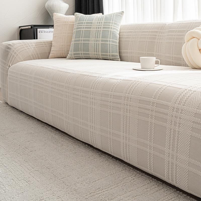 Convenient All in one All in one Non slip Anti cat Scratch Universal Sofa Cover Jacquard Velvet Solid Color Straight Row Sofa Protective Cover