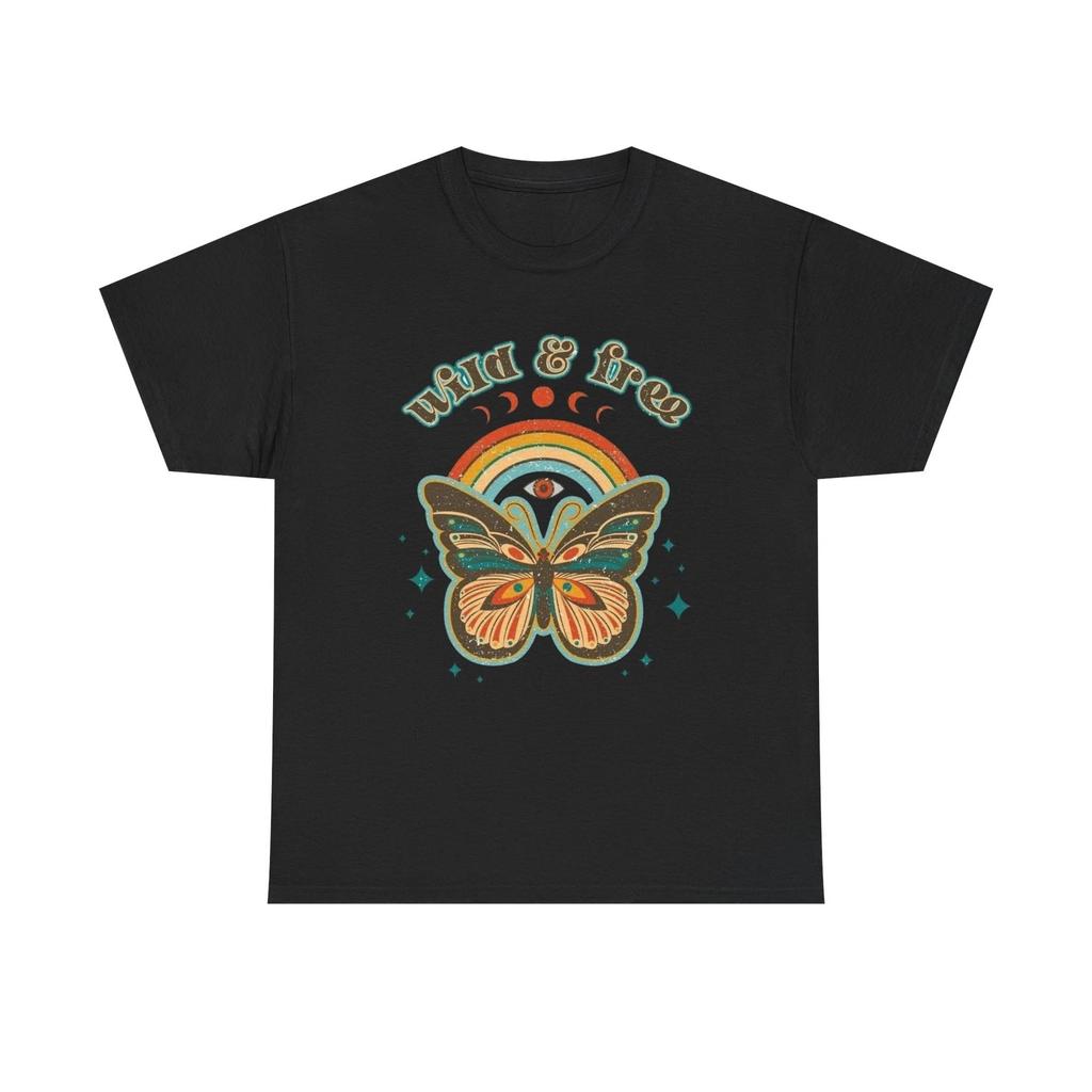 Wild And Free Butterfly Graphic T Shirt Unisex Heavy Cotton Tee