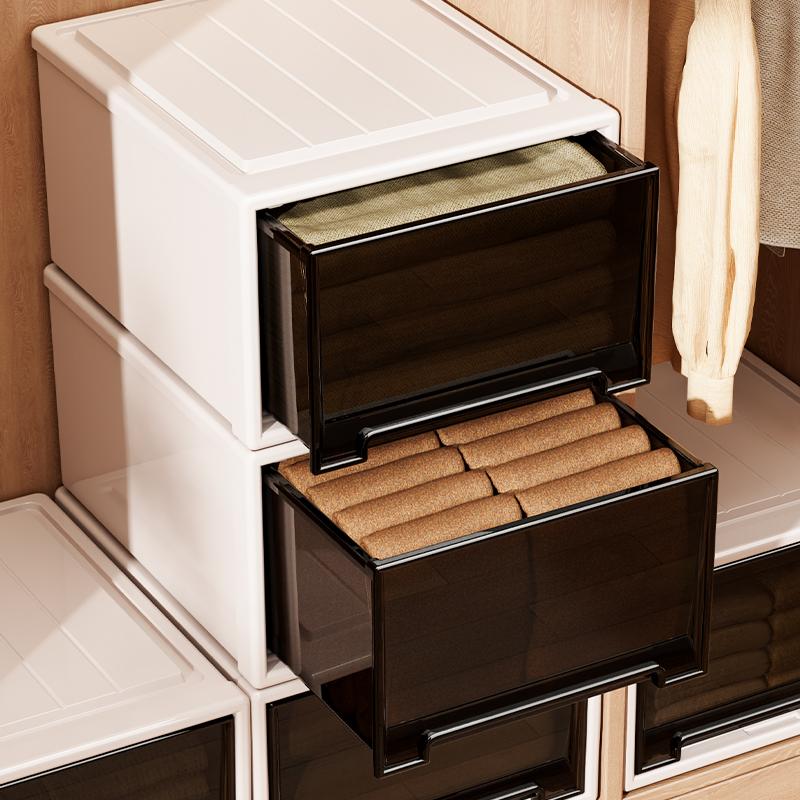 Deep Drawer Stackable Plastic Wardrobe Organizer Durable Closet Storage Container Clothes Sorting Cabinet for Home Organization
