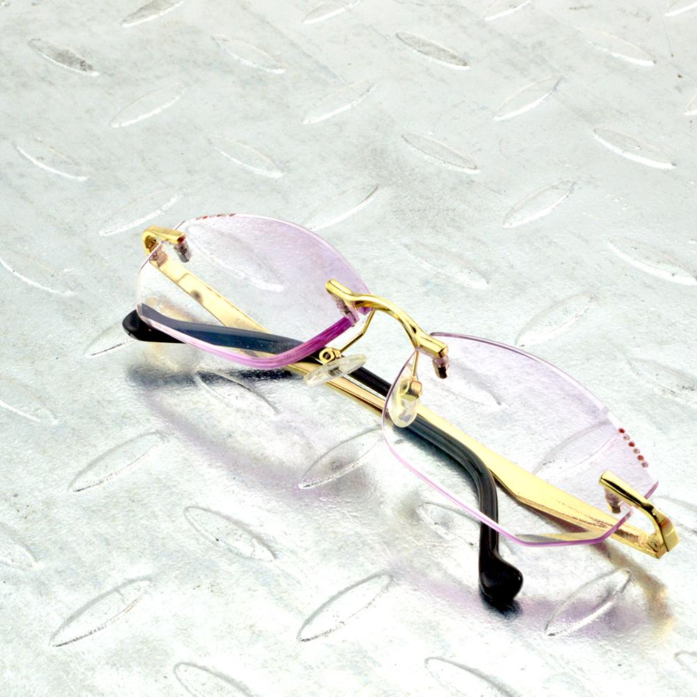 Randlose Lesebrille aus Titanlegierung mit Diamantschliff für Damen +0,75 +1 +1,25 +1,5 bis +4 Brillen