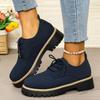 Woman Spring Autumn New British Style Flats Comfortable Low Heel Slip On Shoes Ladies Solid Color Platform Loafers Shoes