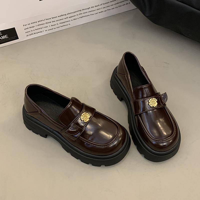 Muffin Thick-soled Heightening Women's Shoes Spring New Small Leather Shoes Genuine Leather Mary Jane Single Shoes