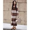 Demana Retro Striped V-Neck Long Sleeve Midi Dress
