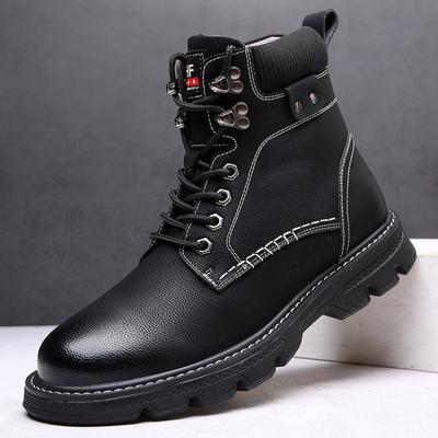 Winter Knight Boots High Quality Leather Men Motorcycle Boots TrendShoes Casual Shoes Luxury Brand Thick Sole Combat Boots