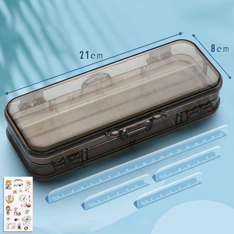 

Kawaii Transparent Pencil Case Double Layer Multifunction Kids Pen Stationery