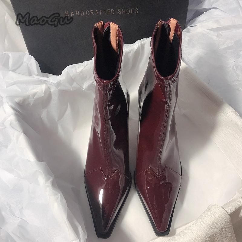 Fashion High Heel Women Short Boots Fashion Back Zip Shoes Elegant Autumn Winter Pointed Toe Ladies Dancing Party Prom Ankle Boots