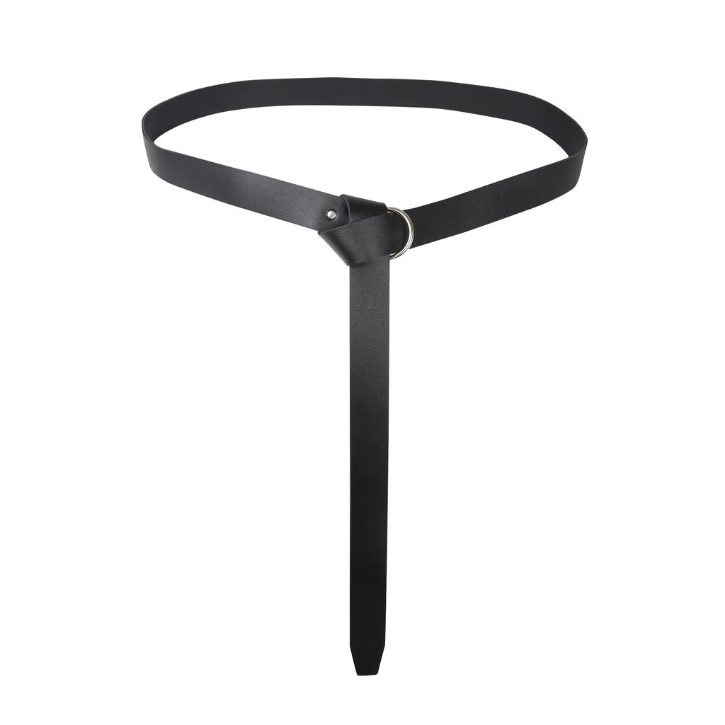 Two-piece Medieval Viking Plain Faux Leather Belt Crossbody Leaf Waist Bag Alchemist Suit Belt Role Play Accessories