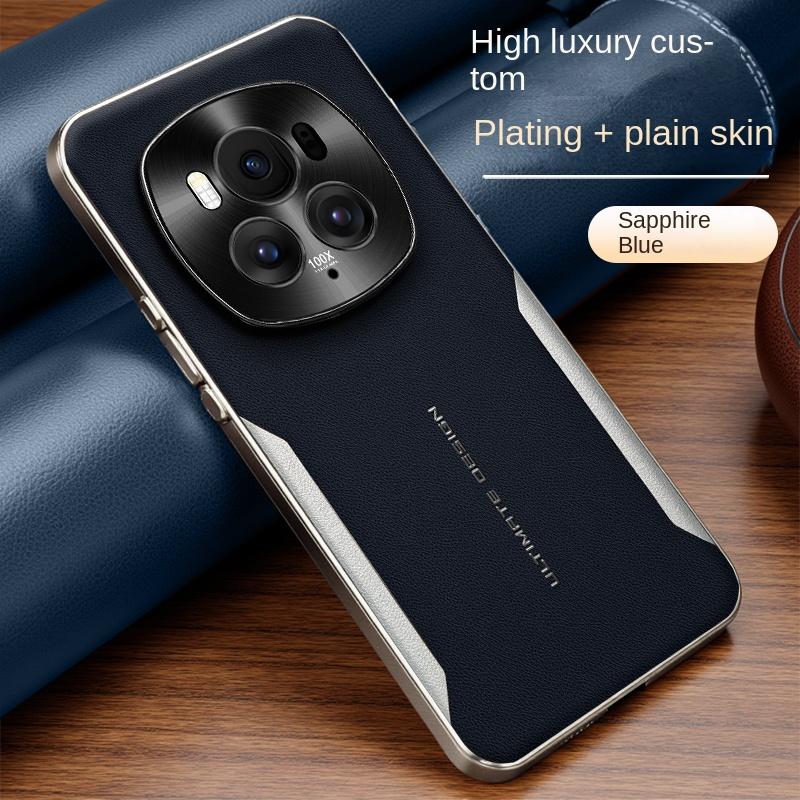 For Honor Magic 6 6 Pro 6 RSR Electroplating Plain Leather Color-blocked Soft Edge All-Inclusive Shockproof Phone Case