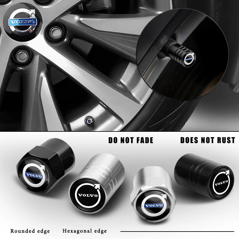 4Pcs Car Tires Wheel Valve Cap Cover Wheel Hub Center Sticker For Volvo XC90 V90 V60 XC60 V40 S80 S60 S90 C40 XC40 V70 XC70 C30