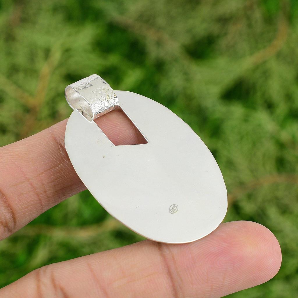 Friendship Day Deal 925 Sterling Silver Natural Prehnite Rough Pendant Jewelry