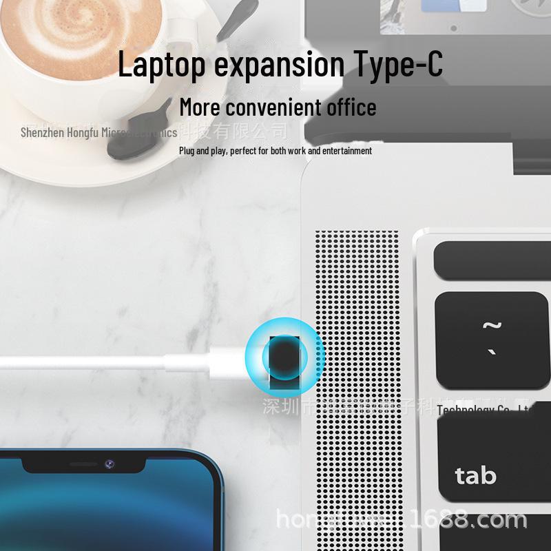 Adaptér nabíjecího a datového kabelu PD s konektorem Type-C na USB 2.0 (samec-samice) s audio převodníkem portu USB-C