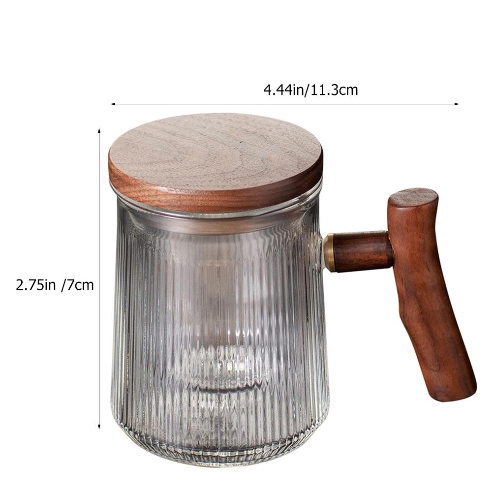 

Vertical Pattern Tea Cup Tea Cup With Infuser And Lid 380ml Striped Wood Handle Flat Lid 3 Pieces Set Infuser Mug Kitchen Bar other