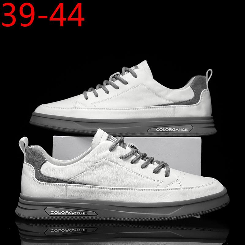 Buy Men Trendy Leather Flat Shoes Soft Sole Casual Shoes Fashion White