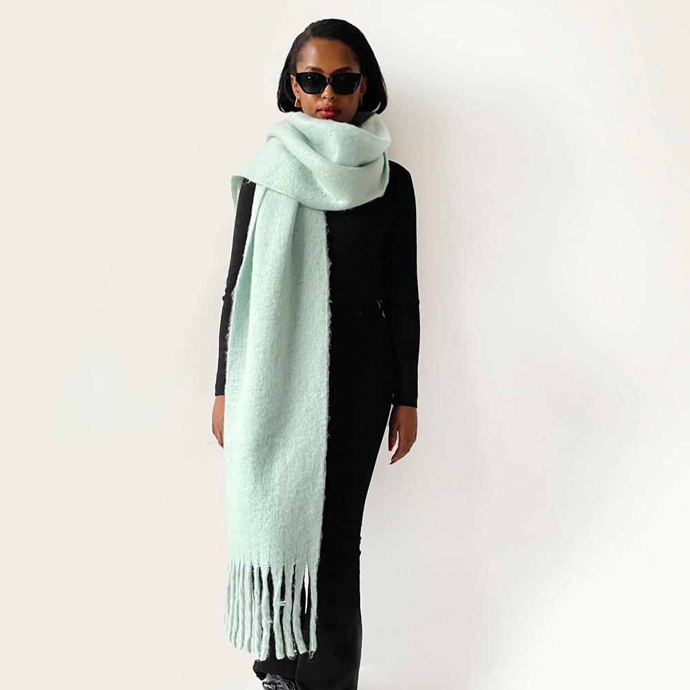 White mohair scarf vacuum packaging autumn and winter solid color warm scarf