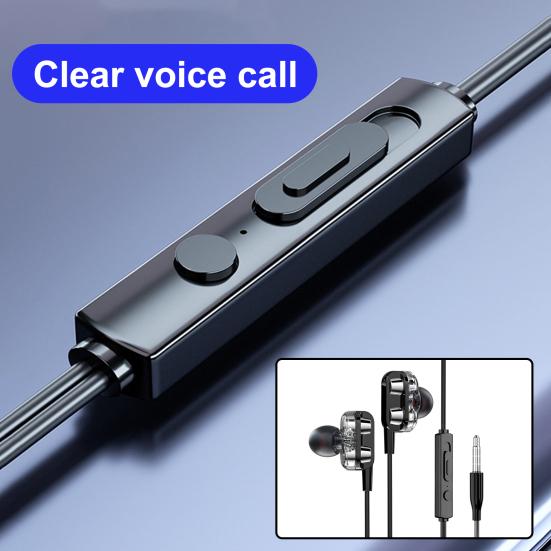 C52 Wired Earbuds Wire Control Noise Reduction In-ear Metal Dual Moving Coil Eight-core 3.5mm Earphones for Gaming