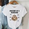Anatomie von Igeln Mode Damen T-Shirts Lustige Igel Oberteile Rundhals Bedrucktes T-Shirt Igel-Liebhaber Geschenk Wesentliches T-Shirt