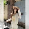 Versatile hook-up hollow long-sleeved knitted cardigan women's summer new sunscreen blouse shawl short 
