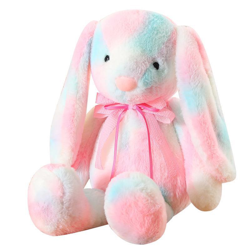 Easter Bunny Super Soft Plush Toy Big Ear Rabbit Long Ear Rabbit Doll Tie-Dye Lop Ear Rabbit Doll Brown