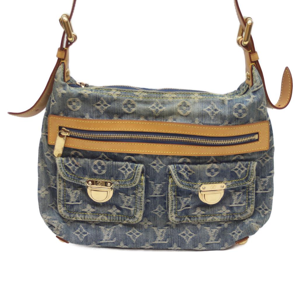 Louis Vuitton 06 M95049 Monogram Denim Baggy PM Long Strap Shoulder Bag blueUsed