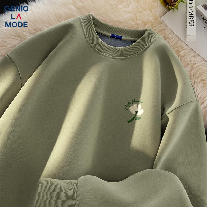 GENIOLAMODE Men's Fleece-Lined Round Neck Sweatshirt