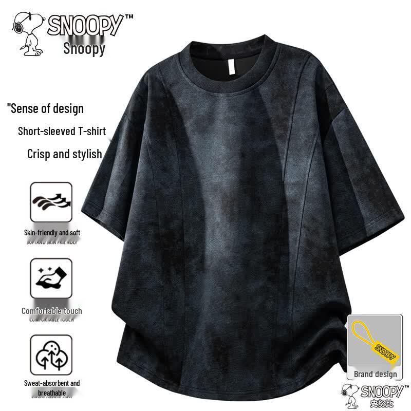 Snoopy Men s Breathable Short Sleeve T-Shirt XL чёрный