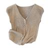 Sisbashe Women's V-Neck Button-Front Sleeveless Knit Top