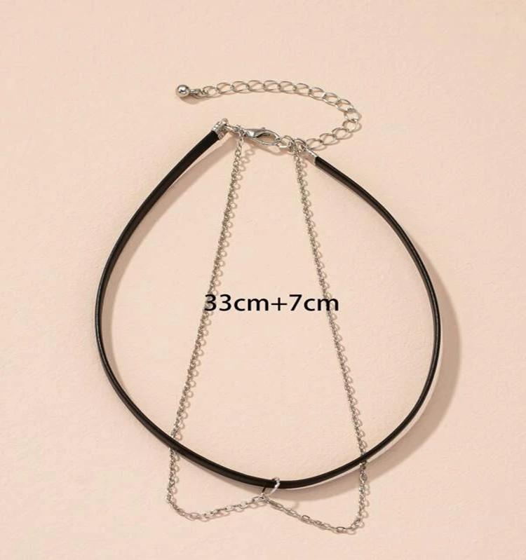 Popular simple double-layer leather fringed chain neck chain fashionable neck chain
