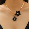 Elegant Alloy Flower Pendant Necklace and Earrings Set for Women - Fashionable, High-End, and Versatile.