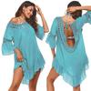 Hand-Knitted Bamboo Cotton Patchwork Crochet Beach Dress with Large Open Back