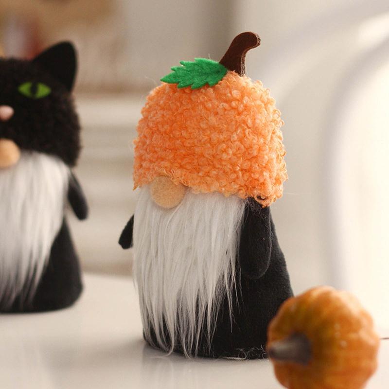 Halloween Bat Black Pumpkin Ornament Doll Creative Faceless Dolls for Home New Year Birthday Wedding Party