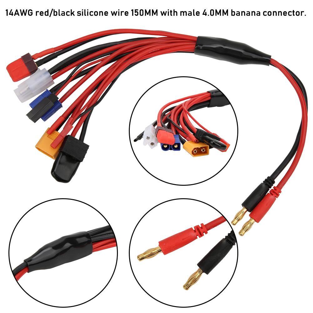 4.0mm Banana Connector 8 in 1 MultiFunction Charger Adapter for RC Chargers RC Batteries(Black and Red)