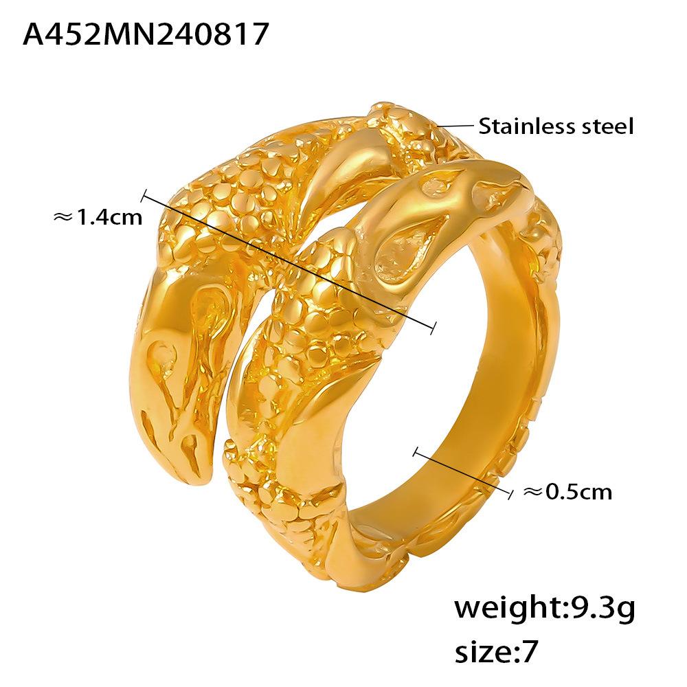 

Ретро нишевый дизайн легкое роскошное кольцо текстура гравировка биение открывающееся кольцо нержавеющая сталь покрытая 18 карат настоящее золото No. 7