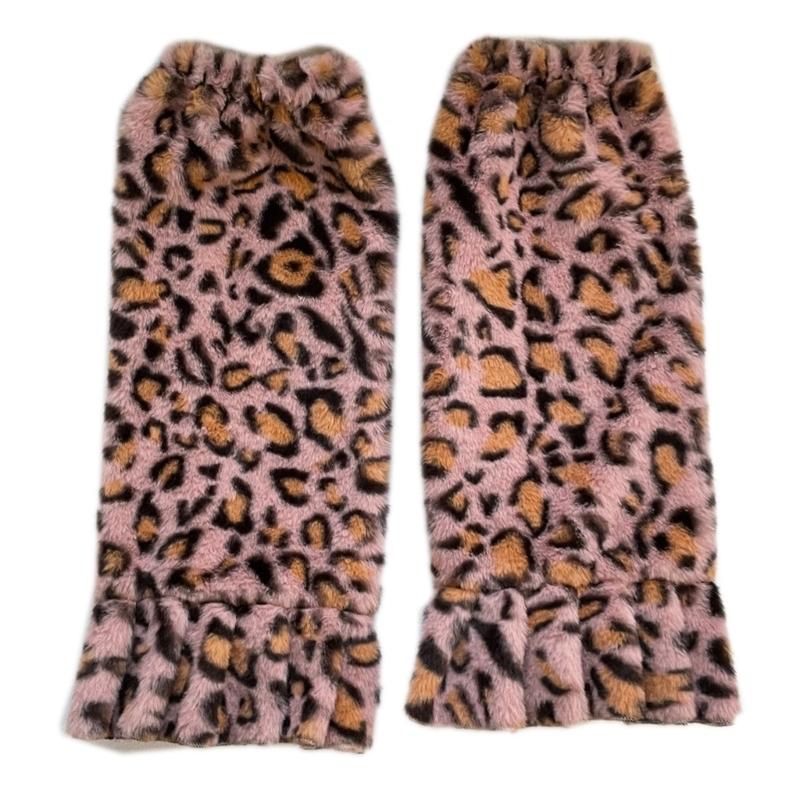 Leopard Leg Warmers Japanese JK Lolita Socks Fur Sets Ankle Winter Leg Warmers
