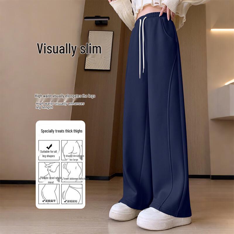 Miniso Women's High-Waisted Fleece-Lined Straight-Leg Sweatpants