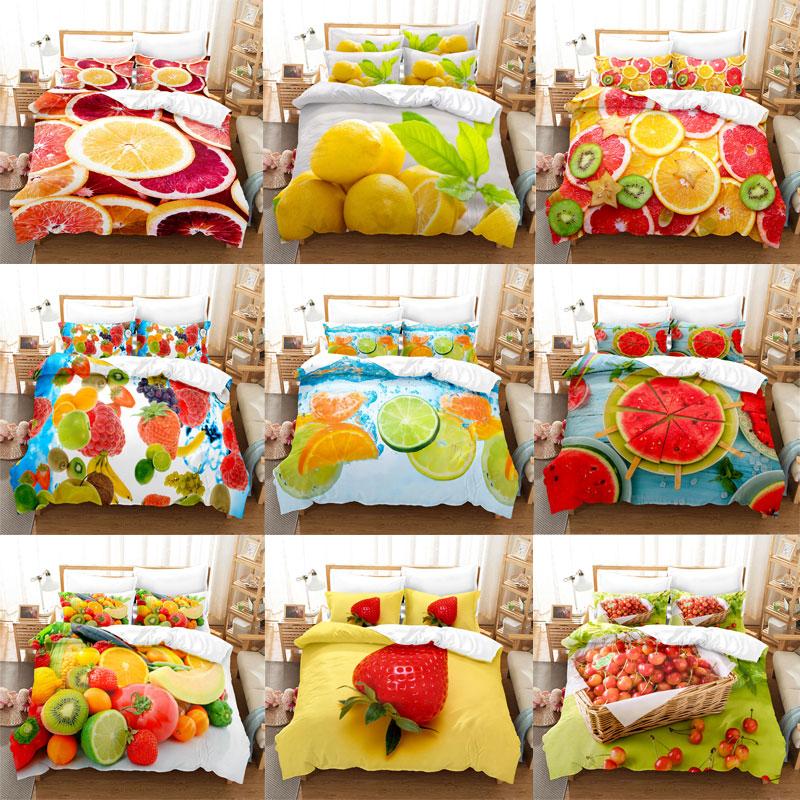 Fruit Duvet Cover Set Queen Size Quilt Covers Double Bed 220x240 3D Single Thin Bedding Set 2PCS 3PCS Pillowcase Full Twin King