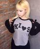 Kimseupeulesikoteunmakes Bumpy Kiss Raglan Long Sleeve T-Shirt Black (Gray)