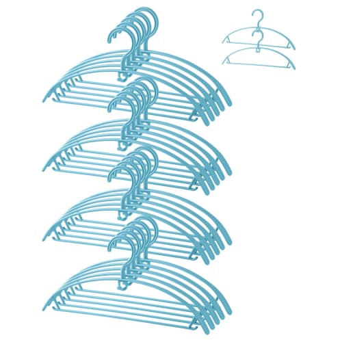 AYO Hangers, Trouser Hangers, Suit Hangers, Laundry Drying Hangers, Non-Marking Plastic Hangers, Set of 20, Blue, Wet/Dry Use, Hangers with Connecting