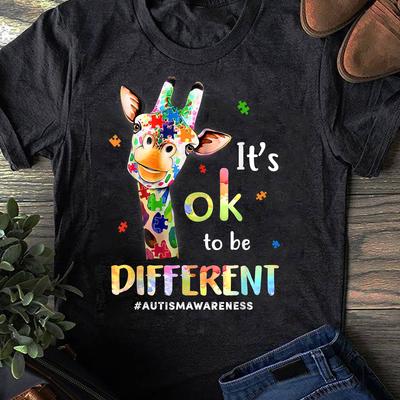 Autism Awareness Giraffe T-Shirt: It's Ok To Be Different