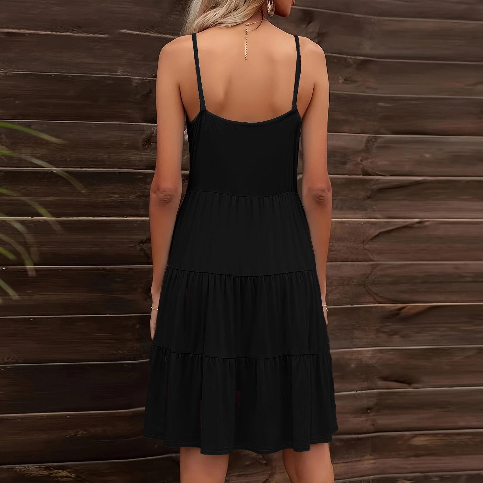 Женские модные однотонные многослойные плиссированные платья без рукавов без бретелек — фото 7