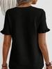 2024 European Summer Women's Ruffle Sleeve Round Neck T-shirt - Comfortable & Versatile Solid Color Top