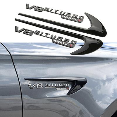 2ks Nálepka na blatník Air Badge Decor Sticker V8 BITURBO Emblem pro AMG GT S ML Třída SL CLA GLA SLK CLS W220