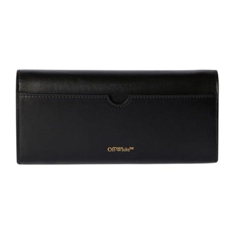 Off-White Graffiti Letter Print Metal Logo Leather Wallet Women wallet Black OWNR020C99LEA0011001