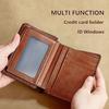 Genuine Leather Wallets for Men Vintage Short Multi Function Business Purse RFID Blocking Zipper ID Credit Card Holder Money Bag